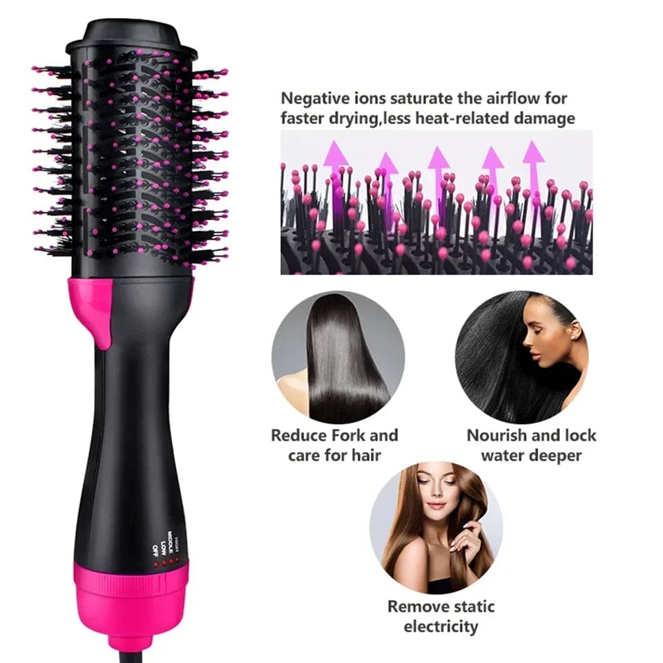 Showlu Fashion Store 1000W Hair Dryer Hot Air Brush Styler and Volumizer Hair Straightener Curler Comb Roller One Step Electric Ion Blow Dryer Brush