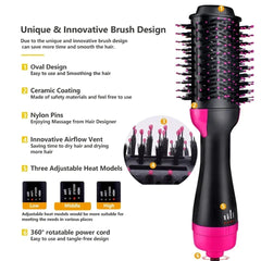 Showlu Fashion Store 1000W Hair Dryer Hot Air Brush Styler and Volumizer Hair Straightener Curler Comb Roller One Step Electric Ion Blow Dryer Brush