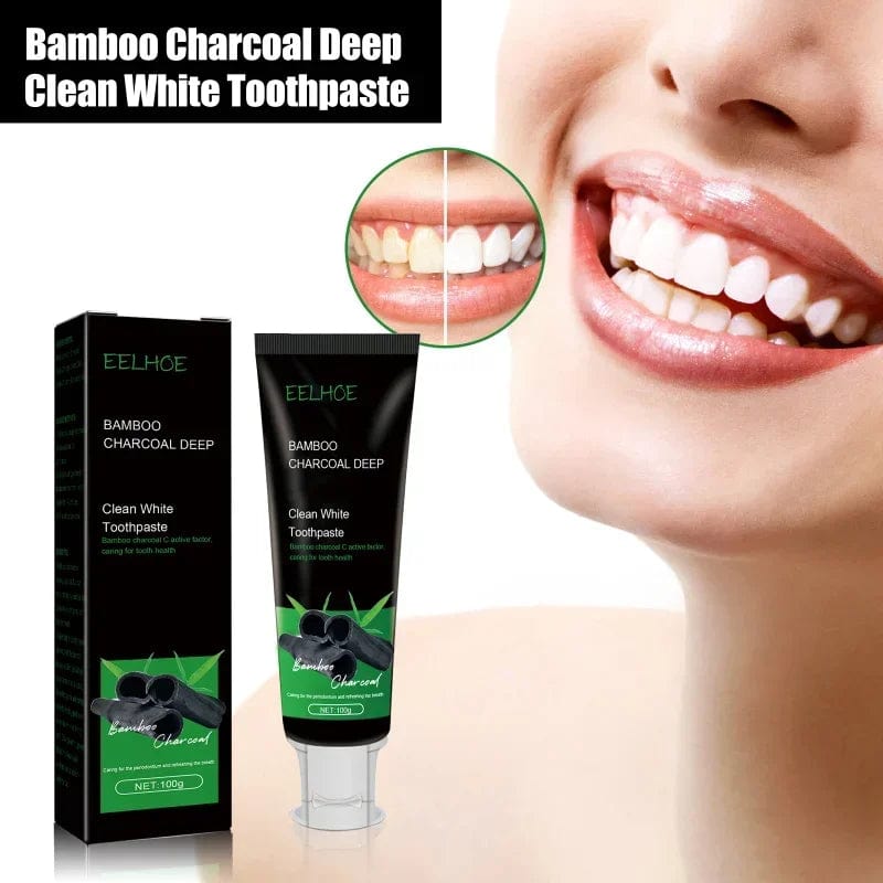 Showlu Fashion Store 100g Bamboo charcoal deep tooth whitening toothpaste cleaning yellow teeth stains Tartar removes mouth odor bright white oral care