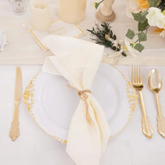 Showlu Fashion Store 100PCS White and Gold Plastic Plates - 10.25Inch Gold Disposable Plates - Heavyweight Gold Dinner Plates for Wedding & Party