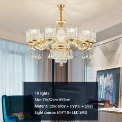  Showlu Fashion Store 10lights D82H55CM / Warm White New European Style Crystal Living Room Ceiling Chandelier Modern Light Luxury High-class Hall Dining Room Pendant Lustre