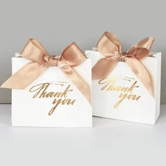 SHOWLU FASHION STORE 10Pcs Bowknot Thank You Candy Bags Letters Print Wedding Gift Box Package Paper Bags Christmas Birthday Party Favor