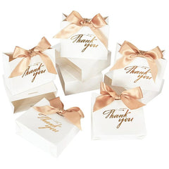 SHOWLU FASHION STORE 10Pcs Bowknot Thank You Candy Bags Letters Print Wedding Gift Box Package Paper Bags Christmas Birthday Party Favor