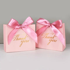 SHOWLU FASHION STORE 10Pcs Bowknot Thank You Candy Bags Letters Print Wedding Gift Box Package Paper Bags Christmas Birthday Party Favor