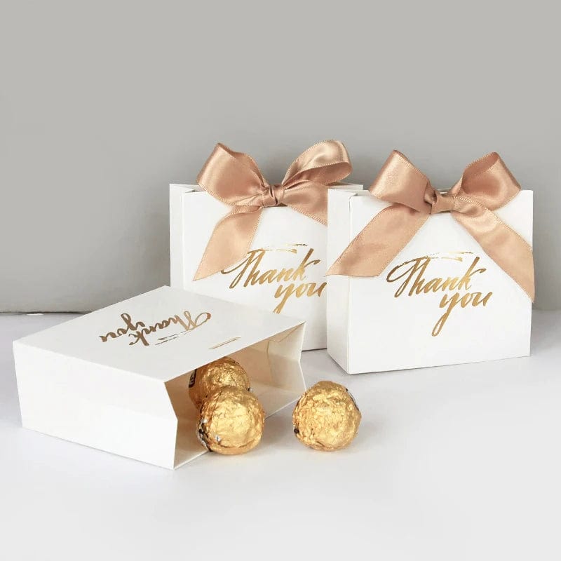 SHOWLU FASHION STORE 10Pcs Bowknot Thank You Candy Bags Letters Print Wedding Gift Box Package Paper Bags Christmas Birthday Party Favor