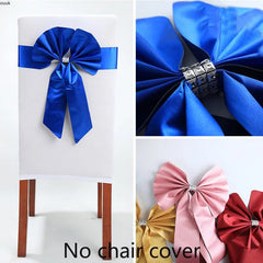 Showlu Fashion Store 10pcs/lot Burgundy PPC Chair Sashes Weddin Decoration With Elastic Chair Ribbon Bows Spandex Royal Blue For Party Hotel