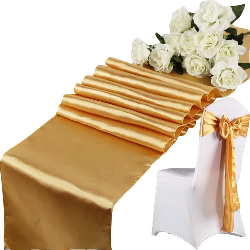 Showlu Fashion Store 10Pcs/Set Satin Table Runner 30cm x 275cm For Wedding Party Event Banquet Home Table Decoration Supply Table Cover Accessories