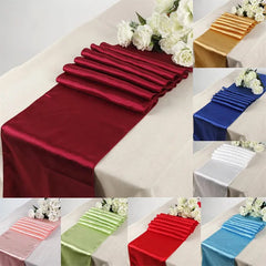 Showlu Fashion Store 10Pcs/Set Satin Table Runner 30cm x 275cm For Wedding Party Event Banquet Home Table Decoration Supply Table Cover Accessories