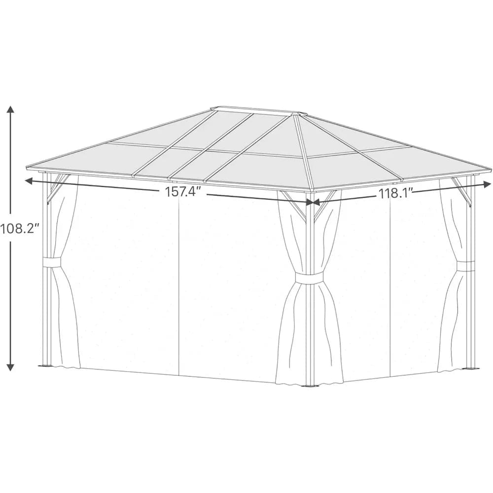 Showlu Fashion Store 10X10 FT / United States 10X10 FT Gazebo with Mosquito Netting and Curtains Outdoor, Patio Canopy for Deck Backyard Gardens Lawn, Gazebo