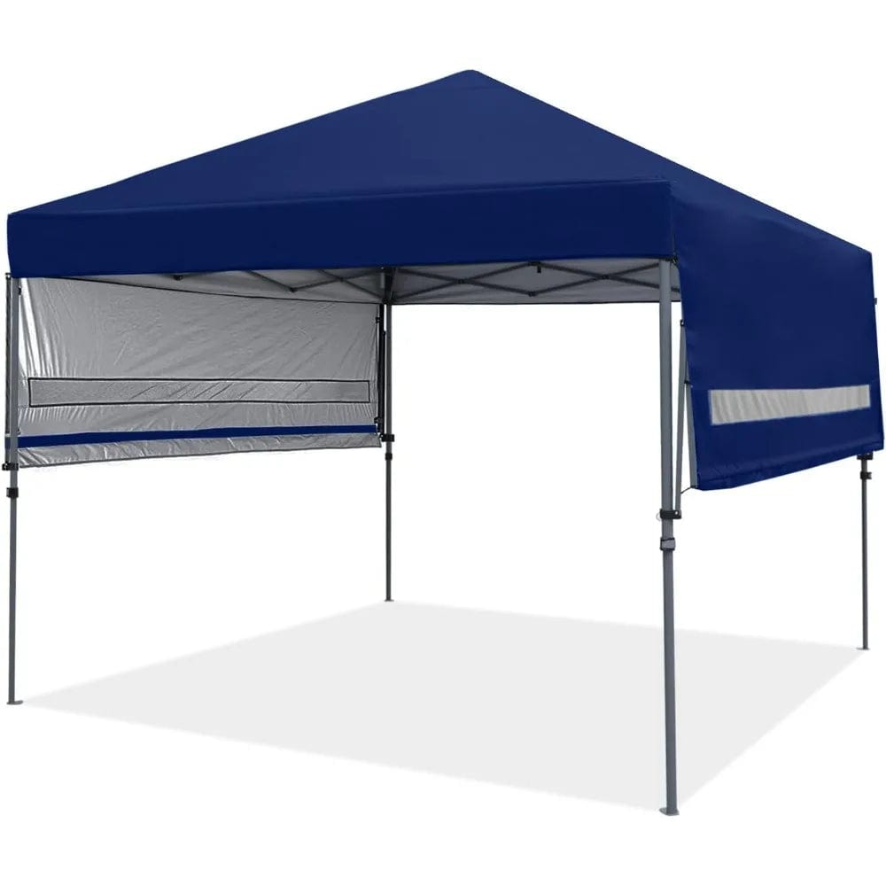 Showlu Fashion Store 10x10 Pop-Up Pavilion Canopy Tent With Double Awning Camping Full Folding Awnings Shade Garden Supplies Home