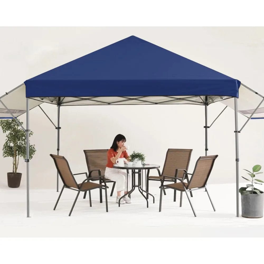  Showlu Fashion Store 10x10 Pop-Up Pavilion Canopy Tent With Double Awning Camping Full Folding Awnings Shade Garden Supplies Home