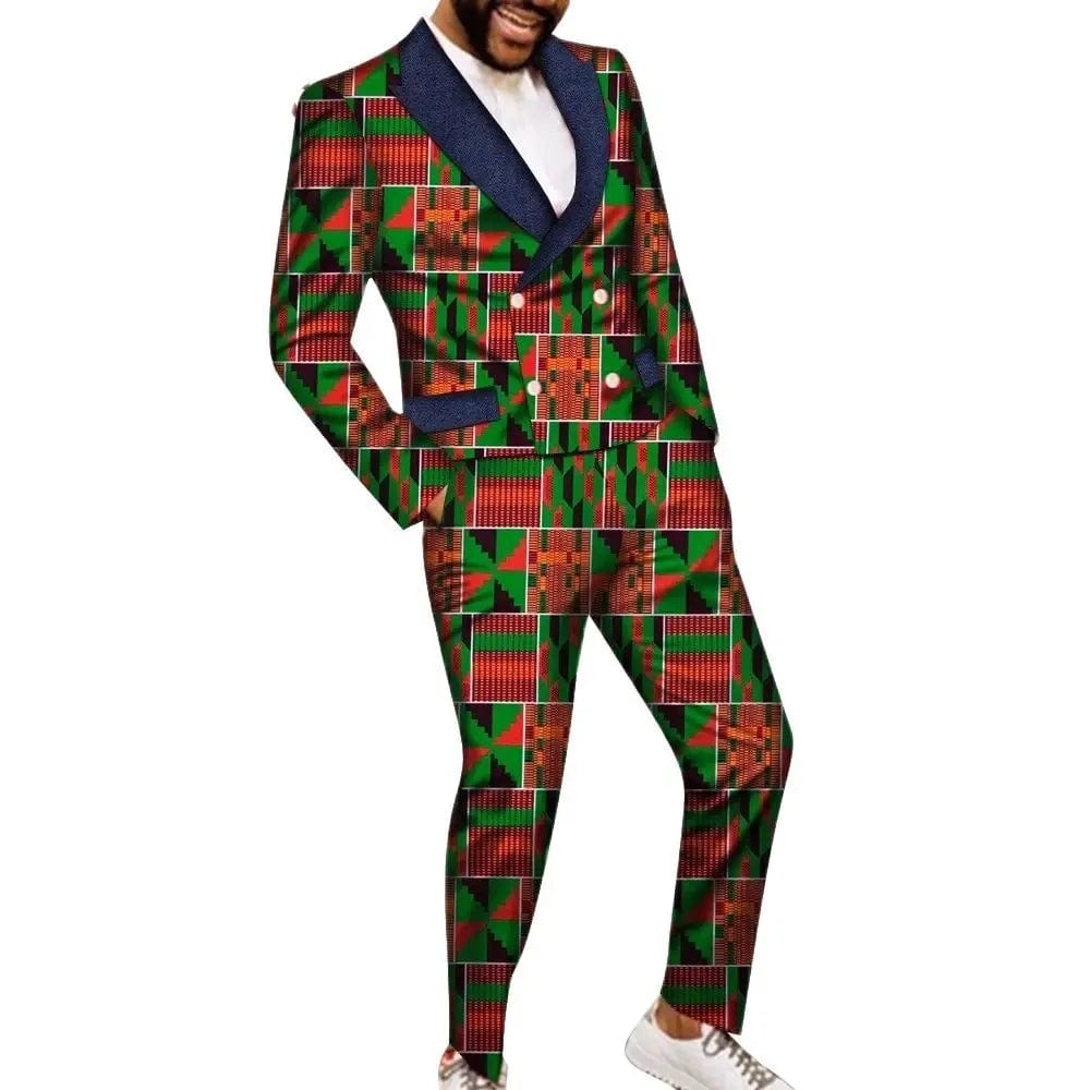 SHOWLU FASHION STORE 11 / S Fashion African Suits for Men Embroidery Print Blazer and Pants Set Business Dress Suit with Kerchief Party Wedding Evening