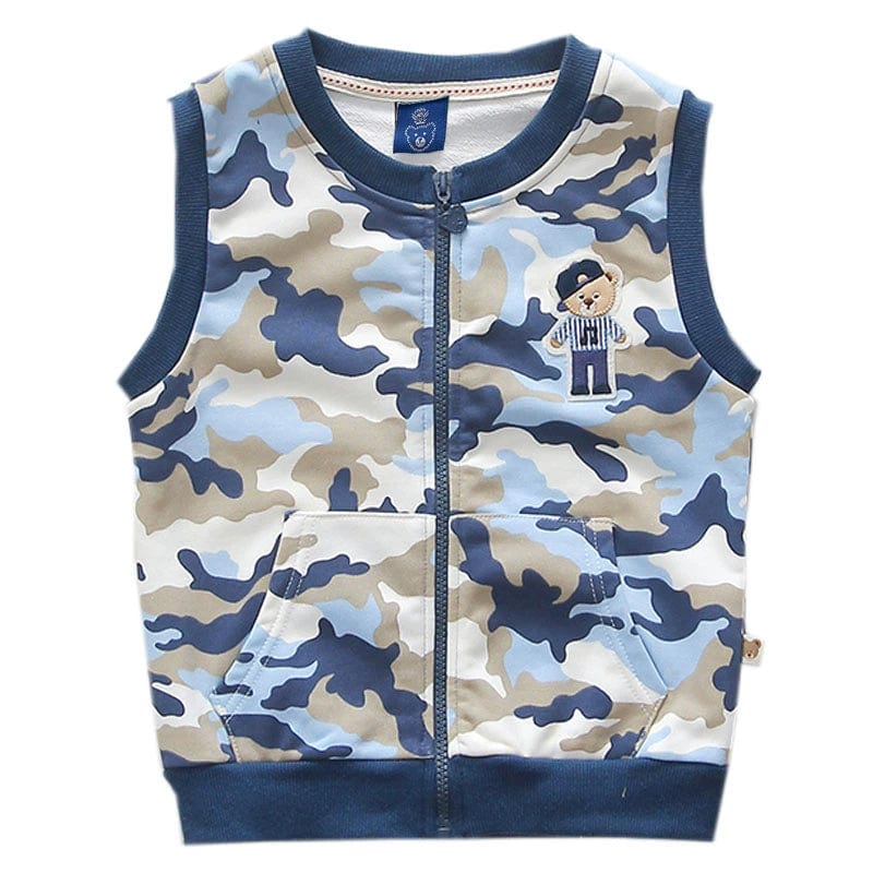  Showlu Fashion Store 1122 Blue Camouflage Vest(1122 Blue Camouflage Vest) / 100cm Spring and Autumn Vest Fashionable Korean-Style Casual Terry Children's Clothing