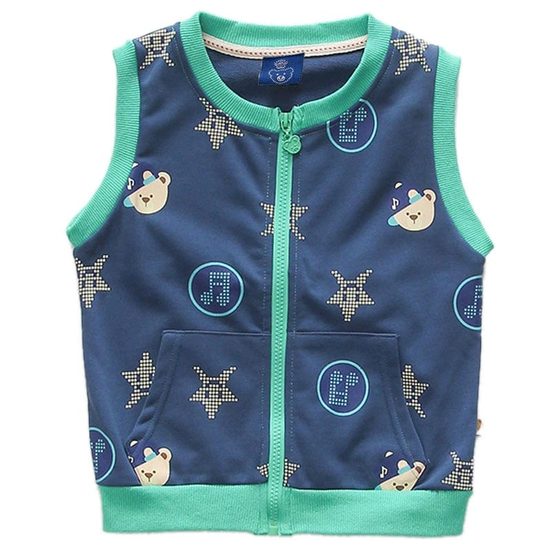 Showlu Fashion Store 1131 blue vest / 100cm Bear Casual Handsome Fashion Sleeveless Spring and Autumn Children's Clothing