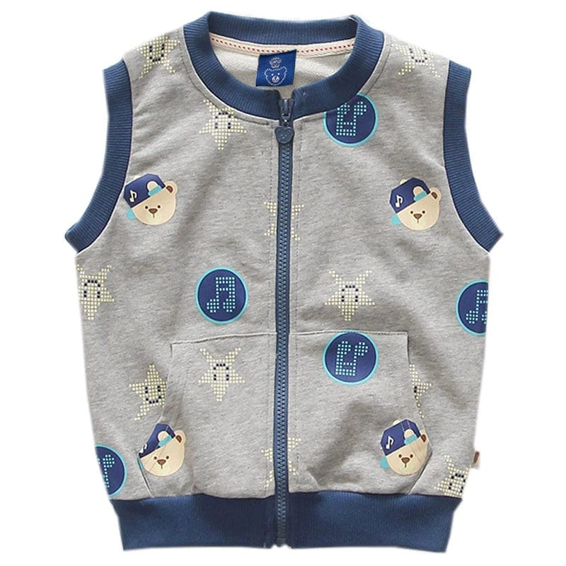 Showlu Fashion Store 1131 gray vest / 90cm Bear Casual Handsome Fashion Sleeveless Spring and Autumn Children's Clothing