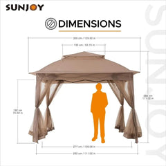 Showlu Fashion Store 11x11 ft. Pop-Up Instant Gazebo, Outdoor Portable Steel Frame 2-Tier Top Canopy/Tent with Netting and Carry Bag, Patio Gazebos