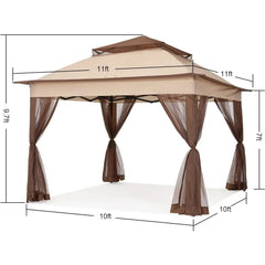 Showlu Fashion Store 11x11Ft Canopy, Easy Pop-Up Tent Instant Outdoor Shelter with Mosquito Netting Walls, Pop-Up Canopy