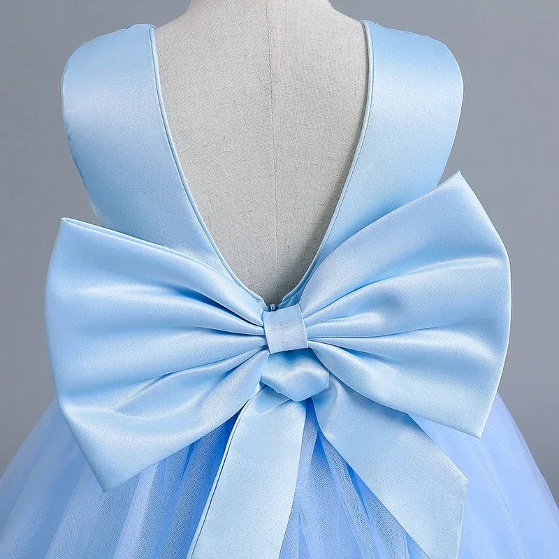 Showlu Fashion Store 12 14 Yrs Sequin Kids Party Princess Dress for Girls Sleeveless Bow Birthday Vestidos Kids Formal Gala Gown Bridesmaid Dresses