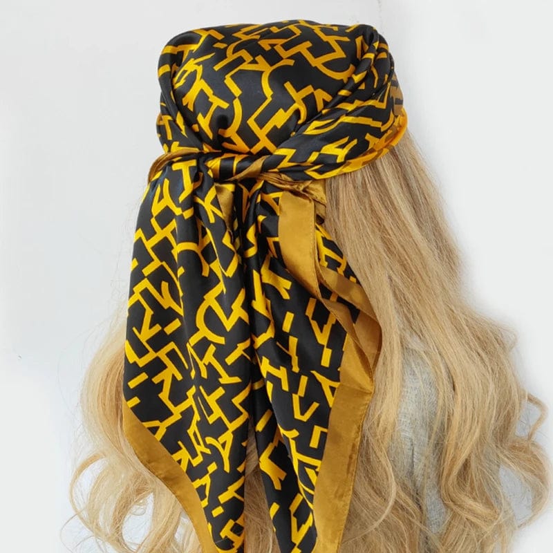 Showlu Fashion Store 12 / 90X90CM 90*90CM Kerchief Fashion Print Satin Silk Scarves Popular Colour Square Shawls Luxury Sunscreen New Headcloth foulard muffler