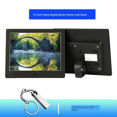  Showlu Fashion Store 12 inches-cool black-send 16G U disk (can store about 5000 photos) Digital Photo Frame For Home Electronic Photo Album Metal Texture Narrow Edge Smart Photo Frame Picture Movie Table Decoration HD Player 8-Inch 10-Inch 12-Inch 15-Inch Wall Hanging Vertical Advisement Player Display