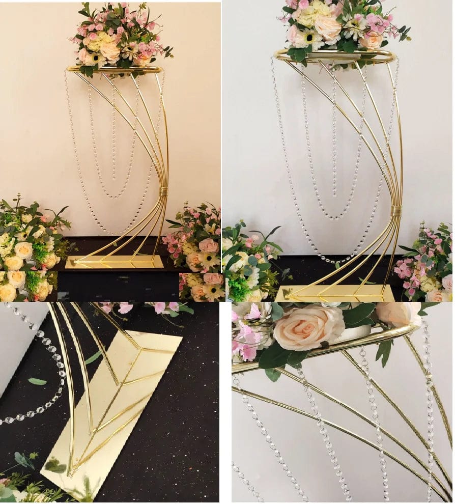 Showlu Fashion Store 12 pcs/let Wedding Event Decoration Gold Flower Stand Vases Geometric Centerpiece