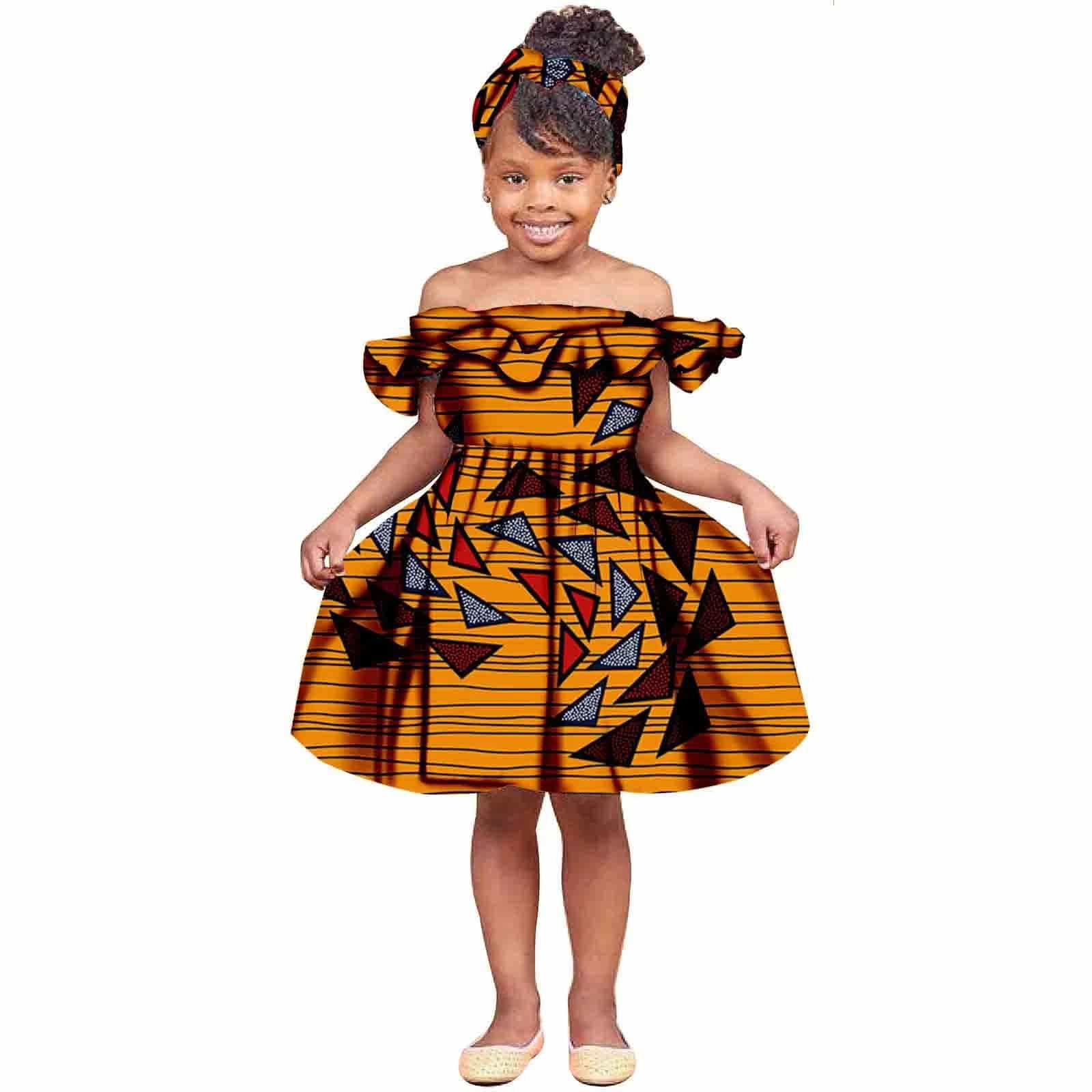  Showlu Fashion Store 12 / S New Fashion Girls African Dress Children Bazin Riche Dashiki Mermaid Dress Fashion Cute Party Dresses Kid African Print Clothing