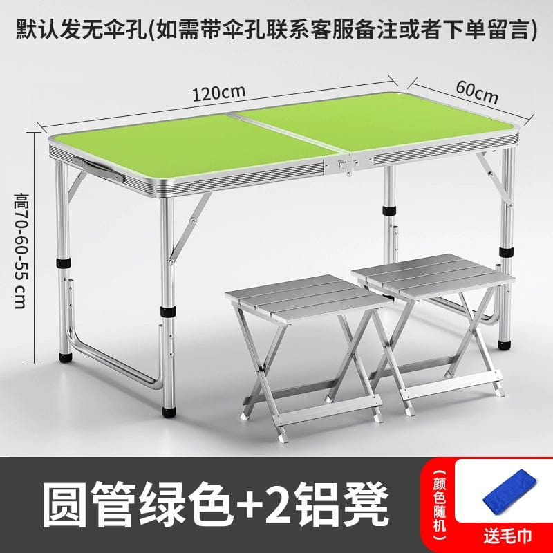 SHOWLU FASHION STORE 【加厚圆管】120绿色+2铝凳-如需伞孔单独备注 Night Market Push Thickened Foldable Dining Table and Chair Outdoor