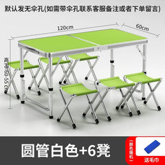 SHOWLU FASHION STORE 【加厚圆管】120绿色+6布凳-如需伞孔单独备注 Night Market Push Thickened Foldable Dining Table and Chair Outdoor