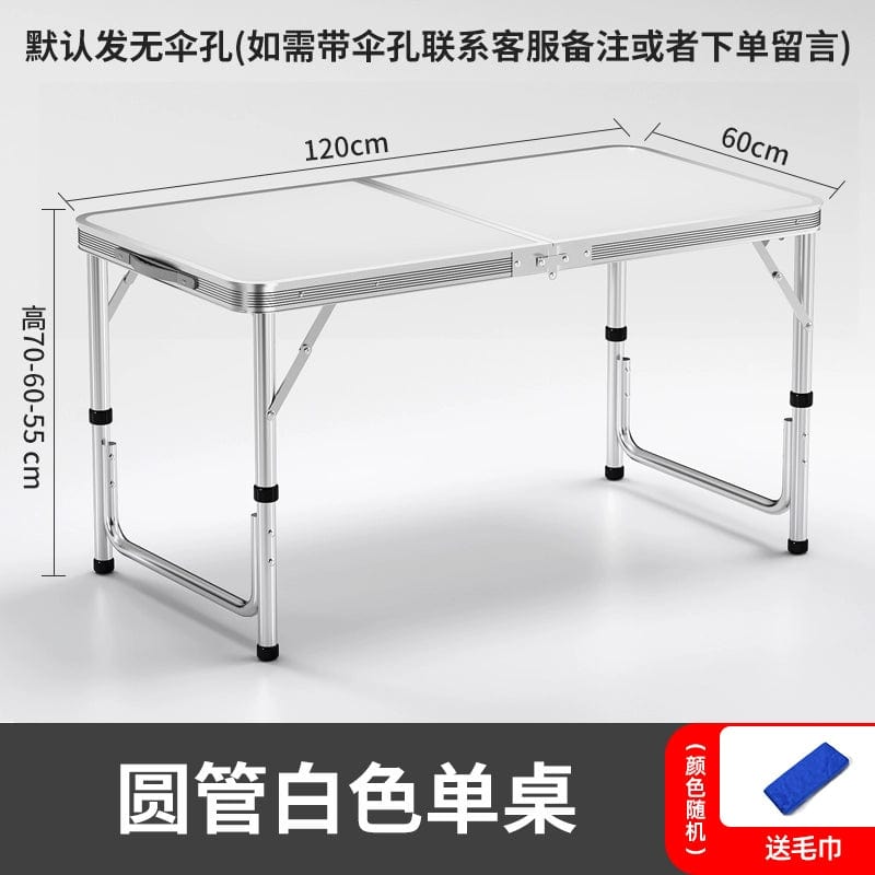 SHOWLU FASHION STORE 【加厚圆管】120白色-如需伞孔单独备注 Night Market Push Thickened Foldable Dining Table and Chair Outdoor