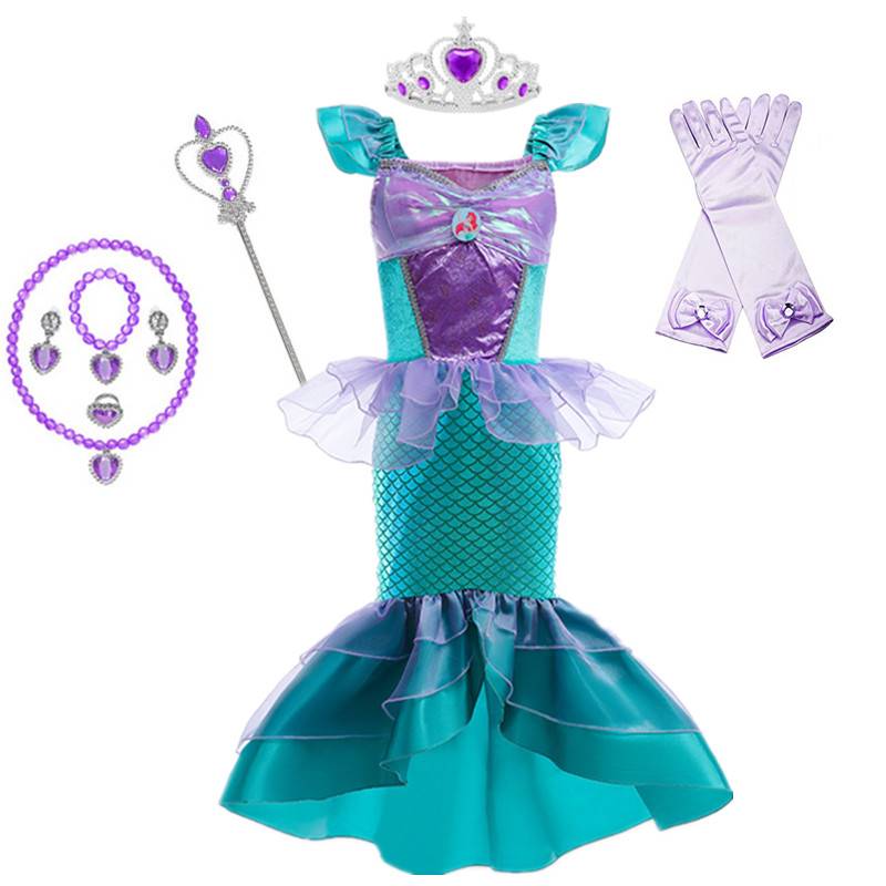 Showlu Fashion Store 121452038 110 / Mermaid Skirt + Accessories 01 Children's Mermaid Princess Dress Girls Birthday Formal Dress Children's Day Performance Costume Cosplay Disney