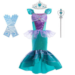 Showlu Fashion Store 121452038 110 / Mermaid Skirt + Blue 3 Piece Set Children's Mermaid Princess Dress Girls Birthday Formal Dress Children's Day Performance Costume Cosplay Disney