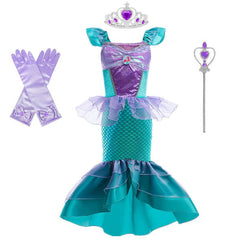 Showlu Fashion Store 121452038 110 / Mermaid skirt + purple 3-piece set Children's Mermaid Princess Dress Girls Birthday Formal Dress Children's Day Performance Costume Cosplay Disney