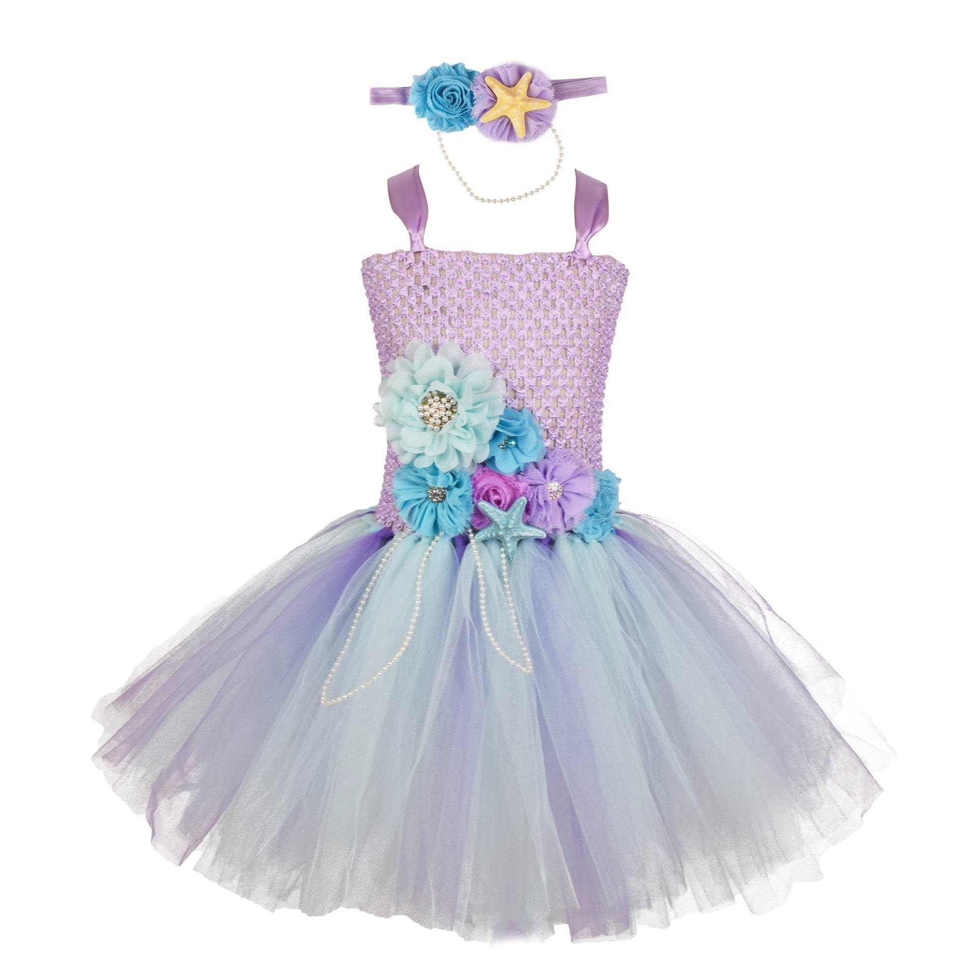 Showlu Fashion Store 121462057 120 / Light purple pearl chain Girls' Mermaid Princess Dress Children's Day Dress Cosplay Performance and Show Photograph Dress Tutu Pettiskirt