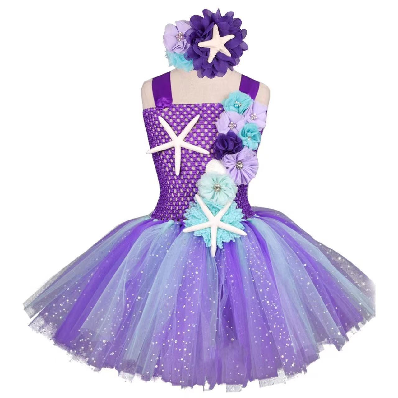 Showlu Fashion Store 121462057 140 / Deep purple starfish Girls' Mermaid Princess Dress Children's Day Dress Cosplay Performance and Show Photograph Dress Tutu Pettiskirt