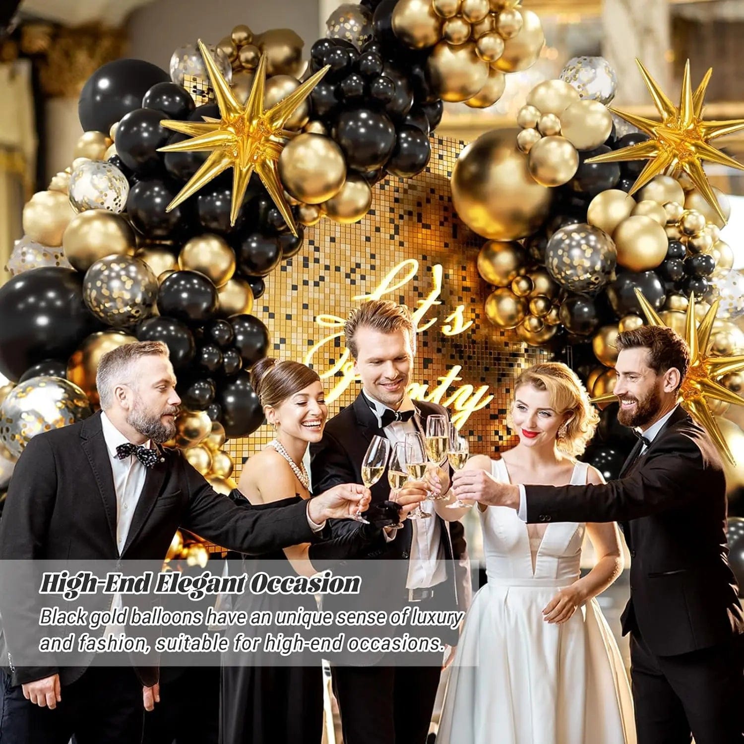 Showlu Fashion Store 121Pcs Set / Other 121Pcs Black and Gold Balloons Garland Arch Kit with Starburst Foil Balloons for New Years Wedding  Birthday Party Decorations