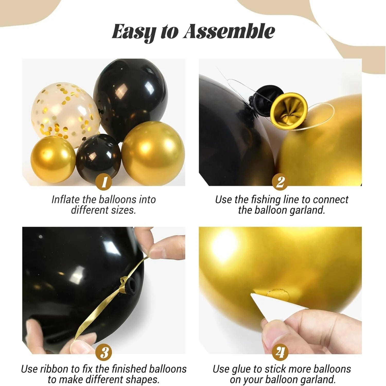 Showlu Fashion Store 121Pcs Set / Other 121Pcs Black and Gold Balloons Garland Arch Kit with Starburst Foil Balloons for New Years Wedding  Birthday Party Decorations