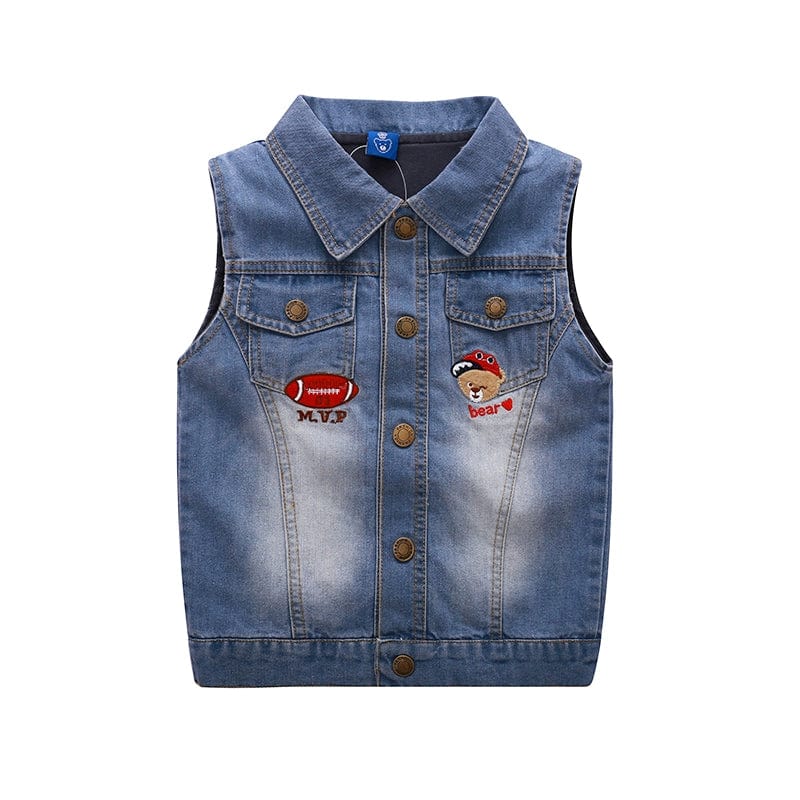 Showlu Fashion Store 1266 Cowboy Vest / 100cm Bear Casual Handsome Fashion Sleeveless Spring and Autumn Children's Clothing