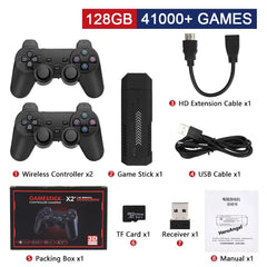  Showlu Fashion Store 128G 41000 Games X2 Plus Gamestick 3D Retro Video Game Console 2.4G Wireless Controllers HD 4.3 System 40000 Games 40 Emulators for SEGA/PSP/PS1