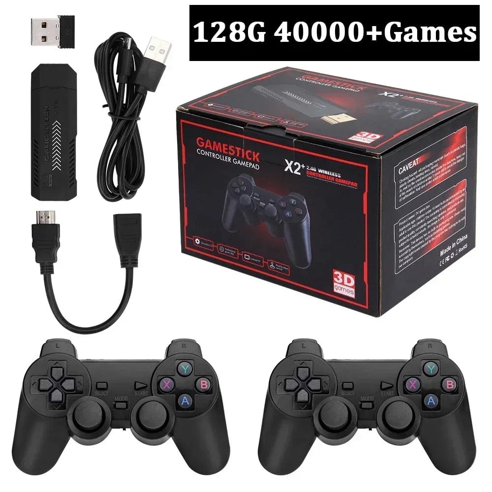  Showlu Fashion Store 128GB 40K Games X2 Plus 256G 50000 Games GD10 Pro 4K Game Stick 3D HD Retro Video Game Console Wireless Controller TV 50 Emulator For PS1/N64/DC