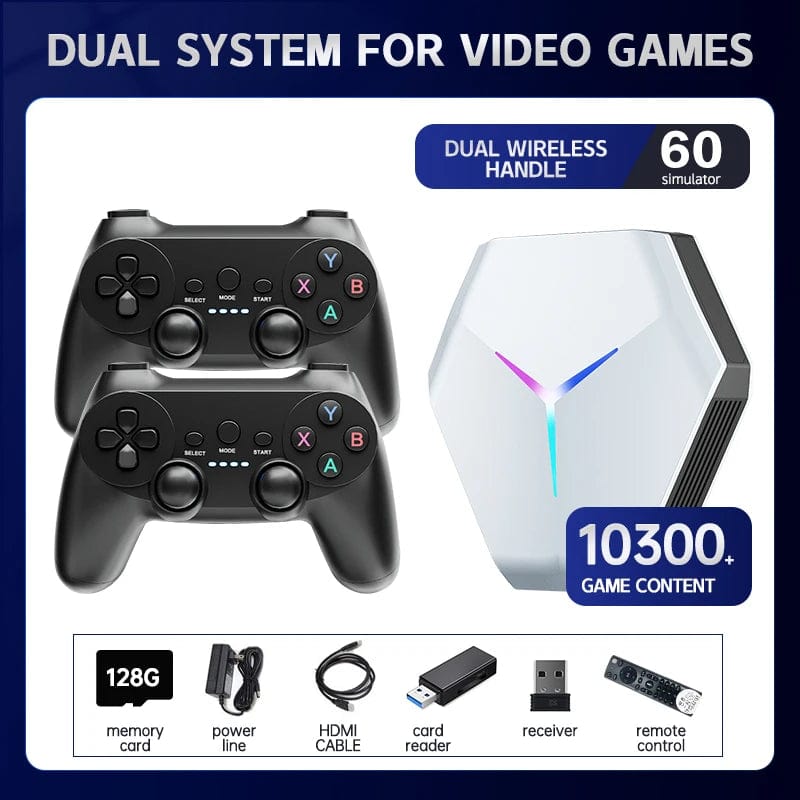  Showlu Fashion Store 128GB TWO GAMEPAD X10 Video Game Console 4k Gamestick TV BOX 5G Dual System 2.4G Wireless Gamepad PSP N64 PS1 Emulators 128G 10000 Retro Games