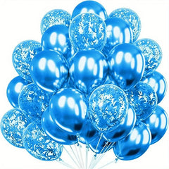 Showlu Fashion Store 12inch / Blue 20pcs Metallic Confetti Balloons Party Latex Balloons for Birthday Weddings Anniversary Valentine's Day Party Decorations