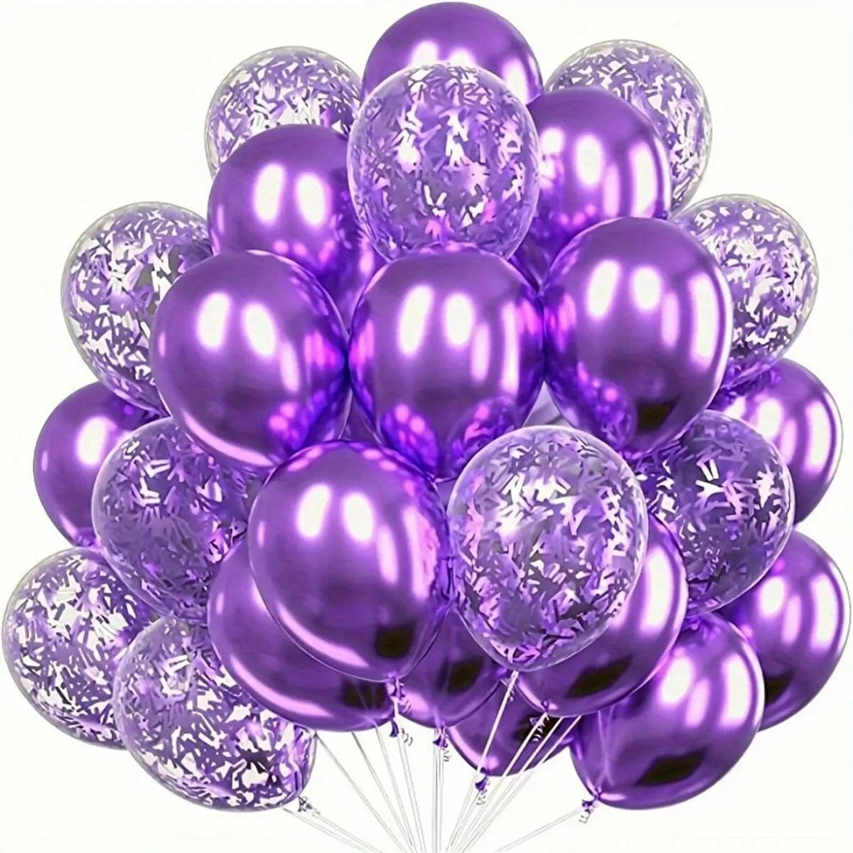 Showlu Fashion Store 12inch / Purple 20pcs Metallic Confetti Balloons Party Latex Balloons for Birthday Weddings Anniversary Valentine's Day Party Decorations