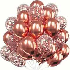 Showlu Fashion Store 12inch / Rose Gold 20pcs Metallic Confetti Balloons Party Latex Balloons for Birthday Weddings Anniversary Valentine's Day Party Decorations