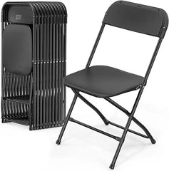 SHOWLU FASHION STORE 12pcs Black / United States 4/6/8/10/12/20Pcs Plastic Folding Chairs Stackable Wedding Party Camping Dining Seats, Home - White/Black