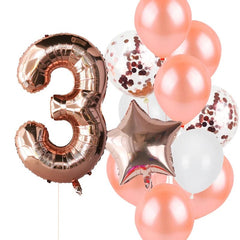 Showlu Fashion Store 12pcs number 3 set Birthday Party Decorations Rose Gold Cake Stand Adult Birthday Party Tablecoth Napkins Anniversaire Wedding Decor Party Supplies