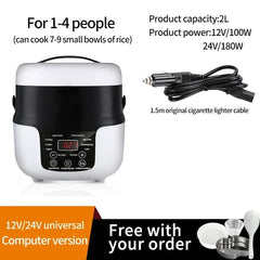 Showlu Fashion Store 12V 24V 2L Electric Mini Rice Cooker Portable MultiCooker Household Rice Cookers 12V 24V  Pot Cooking Machine Pans For Car Truck