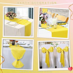  Showlu Fashion Store 12x108 Inch Satin Wedding Table Runners for Wedding Banquet Table Decorations Bright Silk Smooth Spring Party Chair Sashes Bows