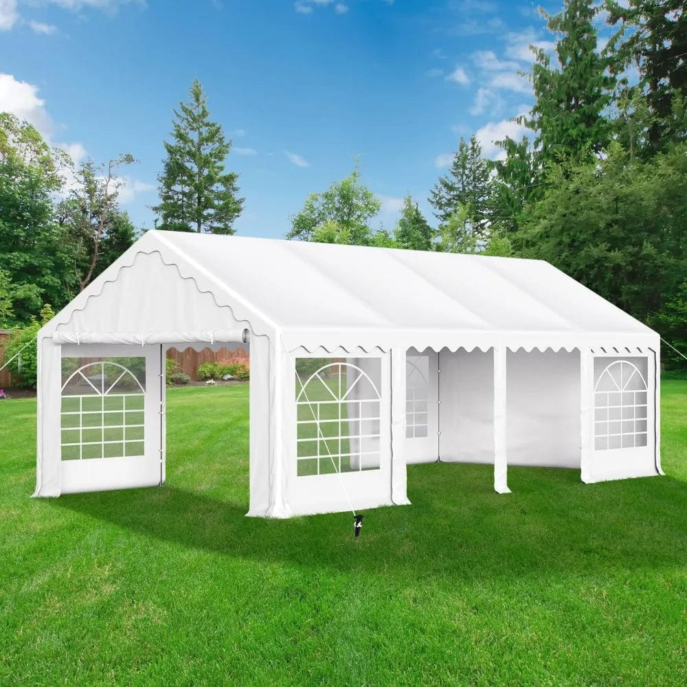  Showlu Fashion Store 13x26 FT-White / United States Party Tent Heavy Duty, Large Wedding Event Shelters 13x26FT with 3 Carry Bags & Removable Sidewalls, Outdoor Canopy Gazebo