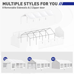  Showlu Fashion Store 13x26 FT-White / United States Party Tent Heavy Duty, Large Wedding Event Shelters 13x26FT with 3 Carry Bags & Removable Sidewalls, Outdoor Canopy Gazebo