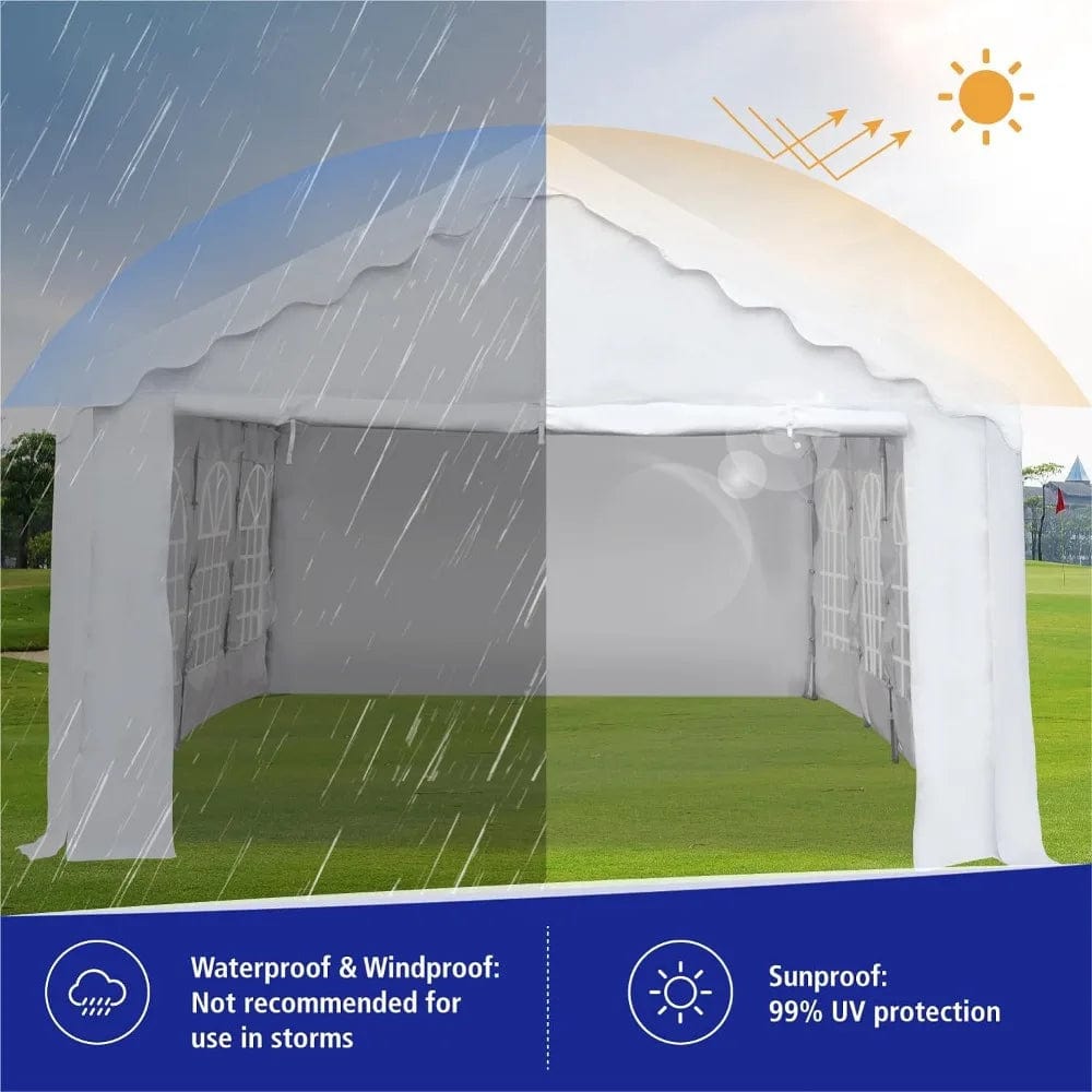  Showlu Fashion Store 13x26 FT-White / United States Party Tent Heavy Duty, Large Wedding Event Shelters 13x26FT with 3 Carry Bags & Removable Sidewalls, Outdoor Canopy Gazebo